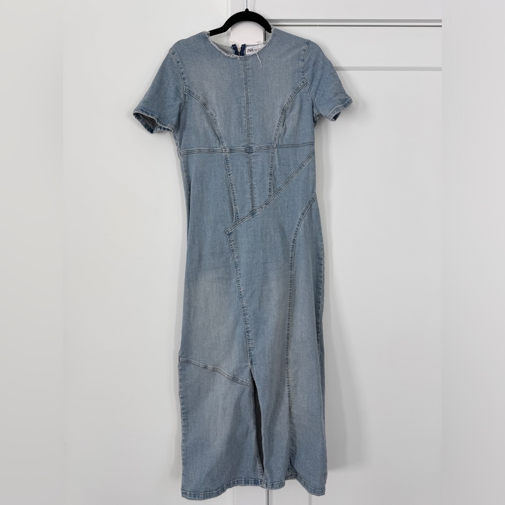 Patchwork Denim Midi Dress